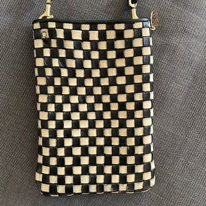 Clare V. Cream and Black Checkered Poche